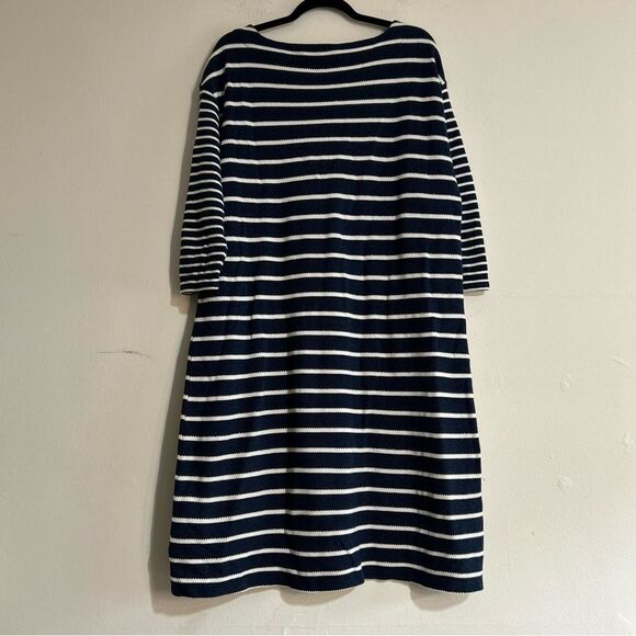 Talbots Piqué Knit Shift Mini Dress Navy White Valley Stripe Plus Sze 1x Preppy - Picture 3 of 7